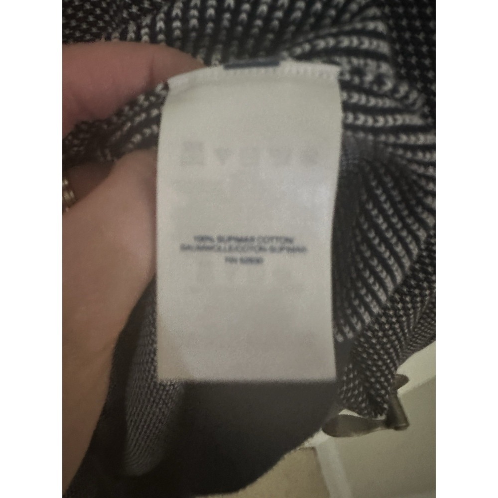 Lands' End Men's XL Supima Cotton Navy White Geometric V-Neck Pullover Sweater - Picture 4 of 6